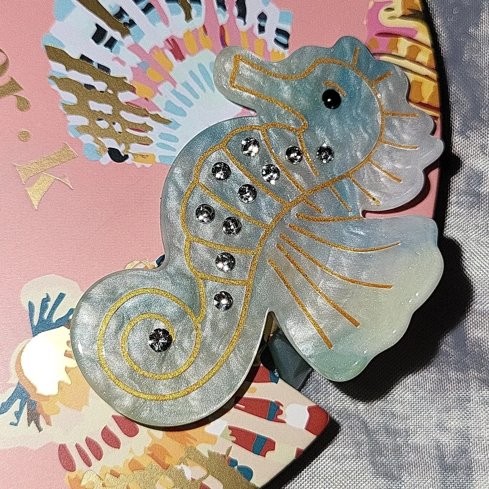 Piper K Shell & Seagreen Seahorse Decorative HAIR Clips BRAND New TL
